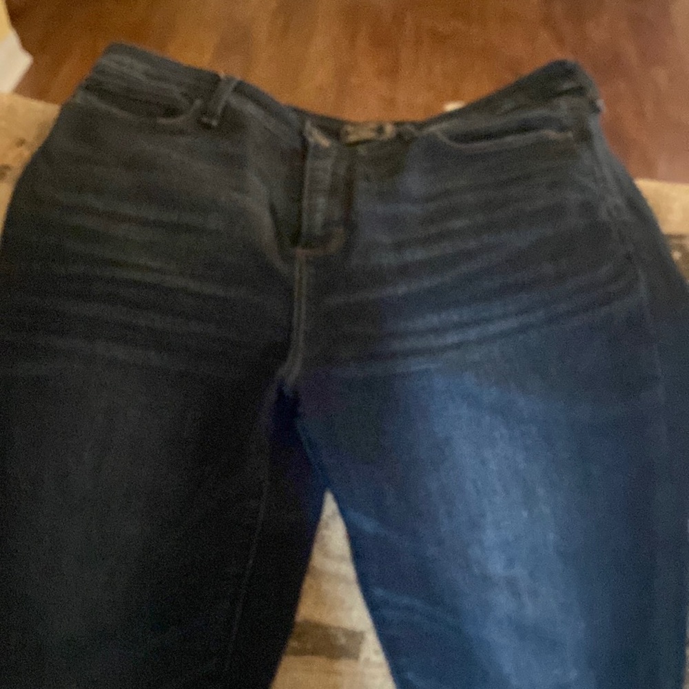 Dark wash high-waisted jeans
